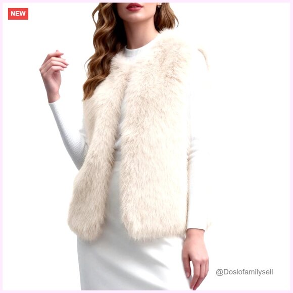 Women's Faux Fur Vest Sleeveless Winter Outerwear Warm Fuzzy Jacket